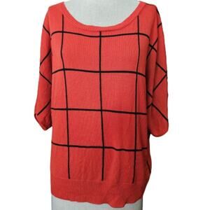 New York & Company Red and Black Sweater Size Large